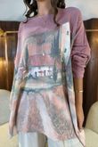 Made in Italy Astral Oversized Knit Top Tuscan Rose /12 =